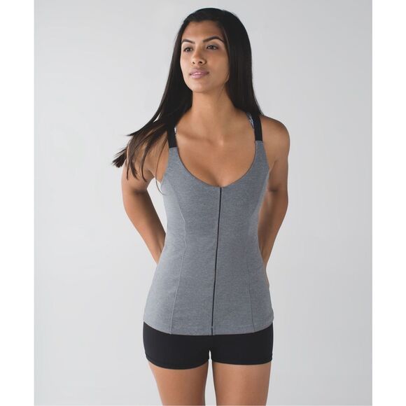 Lululemon Hot To Street Tank top Heathered Slate strappy back size 4 new - Picture 3 of 13
